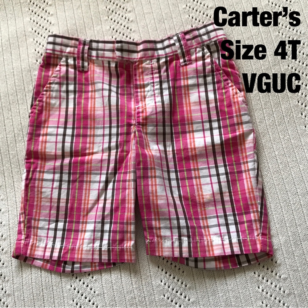 Carter’s Girls Shorts Plaid Pink Size 4T, VGUC
